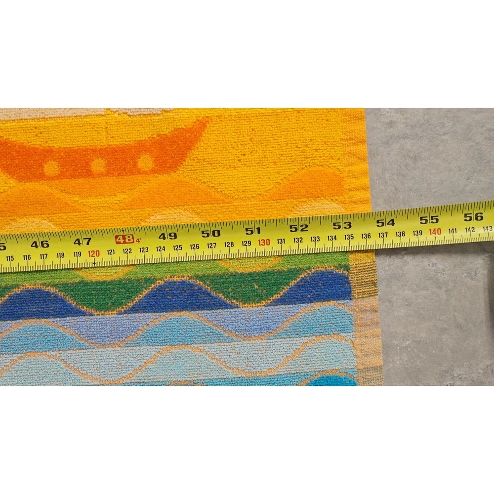 Vintage Seven Seas Nautical Sailboat Beach Towel Orange Yellow Blue 53x27 Brazil
